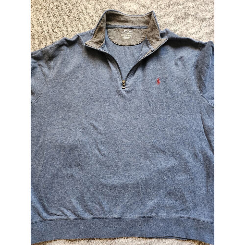 Polo Ralph Lauren Mens XL Blue 1/4 Zip Lightweight Buttery Soft Pullover Preppy - Picture 2 of 8